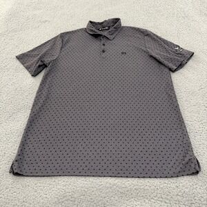 Travis Mathew Polo Shirt Mens XL Grey Short Sleeve Golf Logo Graphic